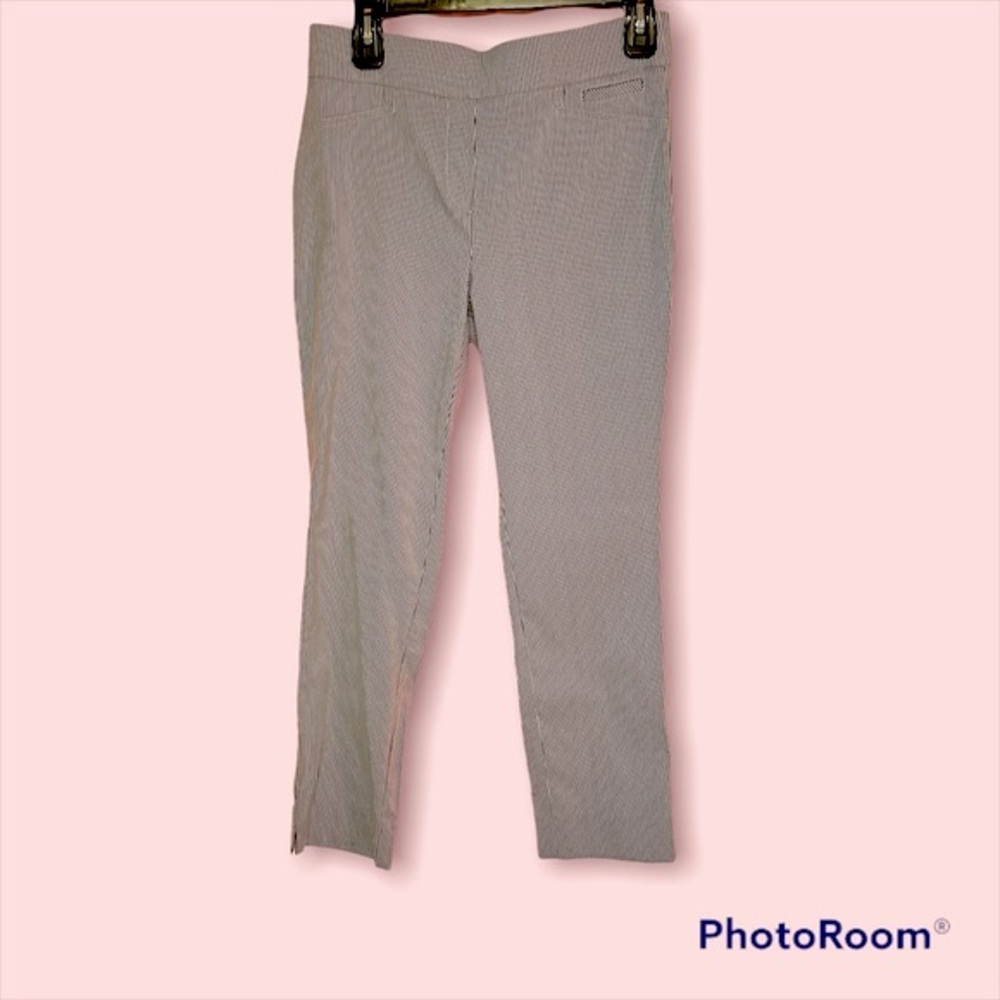 Anne Klein Women’s Blue & White Classic Sheersucker Cropped Ankle Pants Size